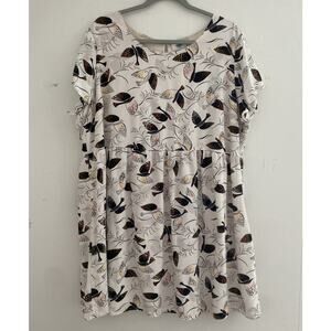 Old Navy Dress XXL Womens A-Line Rayon Print SS Novelty Bird Boho Artsy Summer